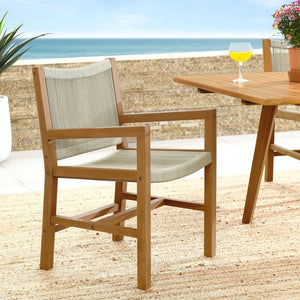 Modway Furniture Vienna Outdoor Patio Teak Dining Armchairs Set of 2 - Elegant, Durable Comfort for Your Outdoor Space Natural Natural EEI-6806-NAT-NAT