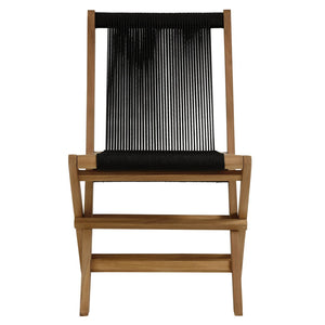 Modway Furniture Vienna 5-Piece Outdoor Teak Wood Dining Set with Folding Rope Chairs for Stylish Gatherings Natural Black EEI-6932-NAT-BLK