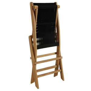 Modway Furniture Vienna Outdoor Folding Chairs Set of 4 - Teak & Rope Design for Stylish and Comfortable Dining Natural Black EEI-6807-NAT-BLK