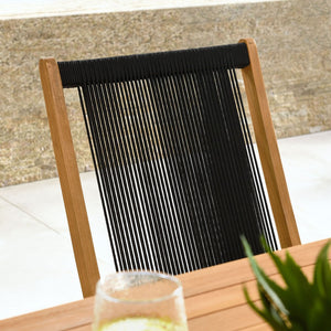 Modway Furniture Vienna Outdoor Folding Chairs Set of 4 - Teak & Rope Design for Stylish and Comfortable Dining Natural Black EEI-6807-NAT-BLK