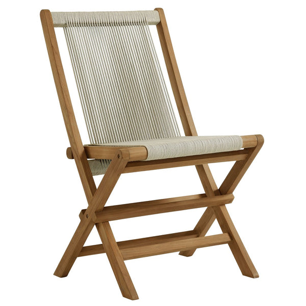 Modway Furniture Vienna Outdoor Folding Lounge Chair and Ottoman Set – Stylish Teak and Rope for Patio Relaxation Natural Natural EEI-6938-NAT-NAT