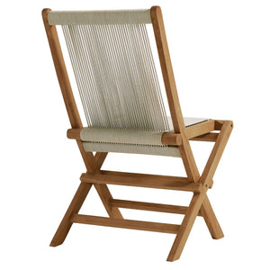 Modway Furniture Vienna Outdoor Folding Chairs Set of 4 - Teak & Rope Design for Stylish and Comfortable Dining Natural Natural EEI-6807-NAT-NAT