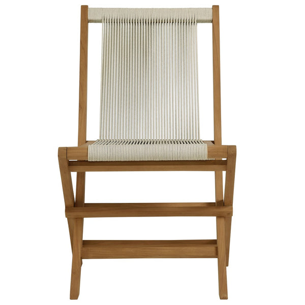 Modway Furniture Vienna Outdoor Folding Chairs Set of 4 - Teak & Rope Design for Stylish and Comfortable Dining Natural Natural EEI-6807-NAT-NAT