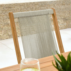 Modway Furniture Vienna Outdoor Folding Chairs Set of 4 - Teak & Rope Design for Stylish and Comfortable Dining Natural Natural EEI-6807-NAT-NAT