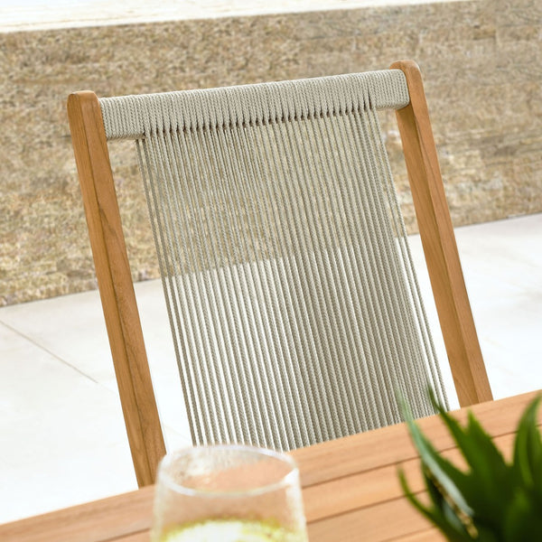 Modway Furniture Vienna Outdoor Folding Chairs Set of 4 - Teak & Rope Design for Stylish and Comfortable Dining Natural Natural EEI-6807-NAT-NAT