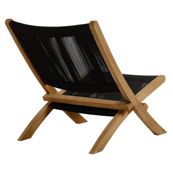 Modway Furniture Vienna Outdoor Folding Teak and Rope Accent Lounge Chair – Stylish, Durable, No Assembly Required Natural Black EEI-6808-NAT-BLK