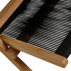 Modway Furniture Vienna Outdoor Folding Teak and Rope Accent Lounge Chair – Stylish, Durable, No Assembly Required Natural Black EEI-6808-NAT-BLK