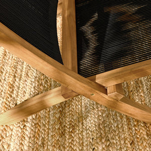 Modway Furniture Vienna Outdoor Folding Teak and Rope Accent Lounge Chair – Stylish, Durable, No Assembly Required Natural Black EEI-6808-NAT-BLK