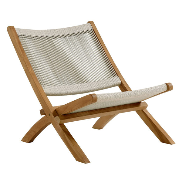 Modway Furniture Vienna Outdoor Folding Teak and Rope Accent Lounge Chair – Stylish, Durable, No Assembly Required Natural Natural EEI-6808-NAT-NAT