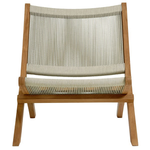 Modway Furniture Vienna Outdoor Folding Teak and Rope Accent Lounge Chair – Stylish, Durable, No Assembly Required Natural Natural EEI-6808-NAT-NAT