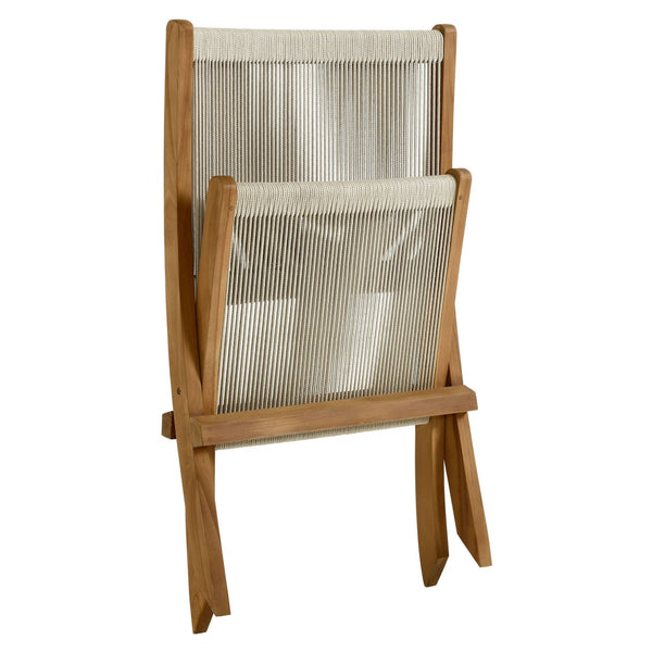 Modway Furniture Vienna Outdoor Folding Teak and Rope Accent Lounge Chair – Stylish, Durable, No Assembly Required Natural Natural EEI-6808-NAT-NAT