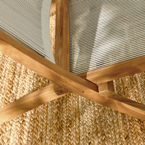 Modway Furniture Vienna Outdoor Folding Teak and Rope Accent Lounge Chair – Stylish, Durable, No Assembly Required Natural Natural EEI-6808-NAT-NAT