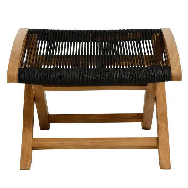 Modway Furniture Vienna Outdoor Patio Folding Ottoman - Stylish Teak and Rope Design for Relaxation and Versatility Natural Black EEI-6809-NAT-BLK