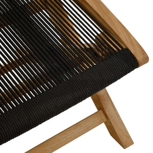 Modway Furniture Vienna Outdoor Patio Folding Ottoman - Stylish Teak and Rope Design for Relaxation and Versatility Natural Black EEI-6809-NAT-BLK