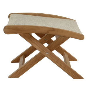 Modway Furniture Vienna Outdoor Folding Lounge Chair and Ottoman Set – Stylish Teak and Rope for Patio Relaxation Natural Natural EEI-6938-NAT-NAT