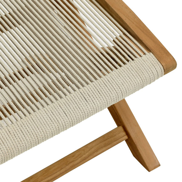 Modway Furniture Vienna Outdoor Patio Folding Ottoman - Stylish Teak and Rope Design for Relaxation and Versatility Natural Natural EEI-6809-NAT-NAT