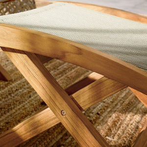 Modway Furniture Vienna Outdoor Patio Folding Ottoman - Stylish Teak and Rope Design for Relaxation and Versatility Natural Natural EEI-6809-NAT-NAT