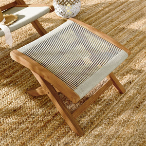 Modway Furniture Vienna Outdoor Patio Folding Ottoman - Stylish Teak and Rope Design for Relaxation and Versatility Natural Natural EEI-6809-NAT-NAT