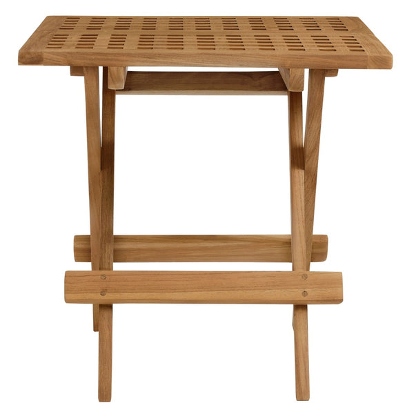 Modway Furniture Vienna Folding Teak Wood Side Table – Stylish, Weather-Resistant, Space-Saving Design for Outdoor Bliss EEI-6810-NAT