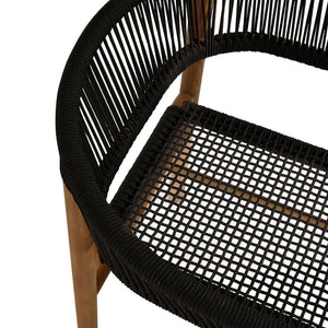Modway Furniture Vienna Outdoor Patio Curved-Back Dining Armchairs Set of 2 by Modway - Durable Teak & Rope Design Natural Black EEI-6811-NAT-BLK