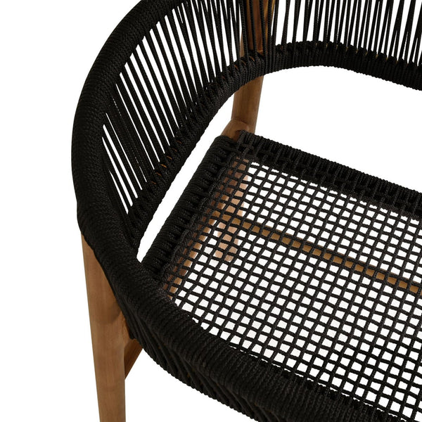 Modway Furniture Vienna Outdoor Patio Curved-Back Dining Armchairs Set of 2 by Modway - Durable Teak & Rope Design Natural Black EEI-6811-NAT-BLK