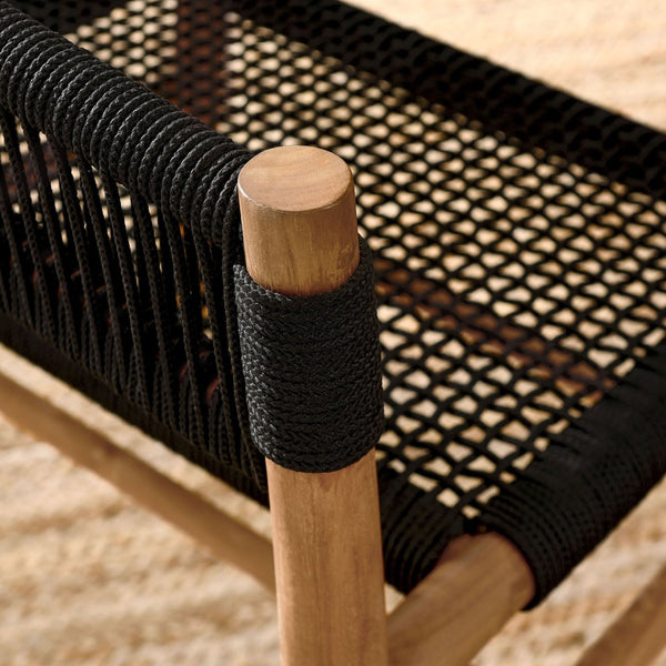 Modway Furniture Vienna Outdoor Patio Curved-Back Dining Armchairs Set of 2 by Modway - Durable Teak & Rope Design Natural Black EEI-6811-NAT-BLK