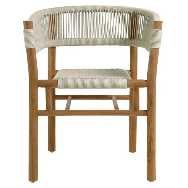 Modway Furniture Vienna Outdoor Patio Curved-Back Dining Armchairs Set of 2 by Modway - Durable Teak & Rope Design Natural Natural EEI-6811-NAT-NAT