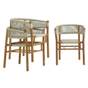 Modway Furniture Vienna Outdoor Patio Curved-Back Dining Armchairs Set of 2 by Modway - Durable Teak & Rope Design Natural Natural EEI-6811-NAT-NAT
