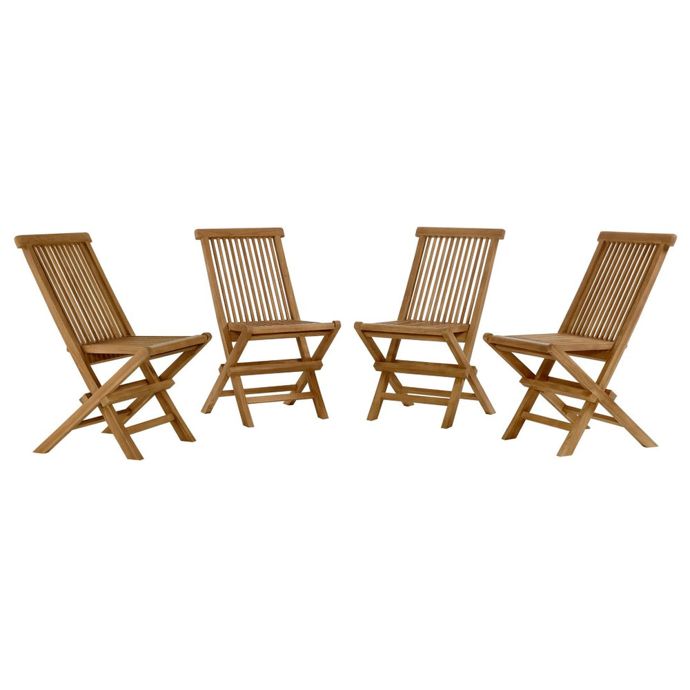 Modway Furniture Vienna Teak Wood Folding Dining Chairs Set of 4 - Weather-Resistant, No Assembly, Modern Comfort EEI-6812-NAT