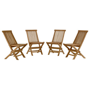 Modway Furniture Vienna Teak Wood Folding Dining Chairs Set of 4 - Weather-Resistant, No Assembly, Modern Comfort EEI-6812-NAT