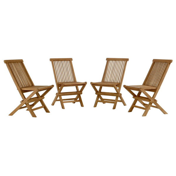 Modway Furniture Vienna Teak Wood Folding Dining Chairs Set of 4 - Weather-Resistant, No Assembly, Modern Comfort EEI-6812-NAT