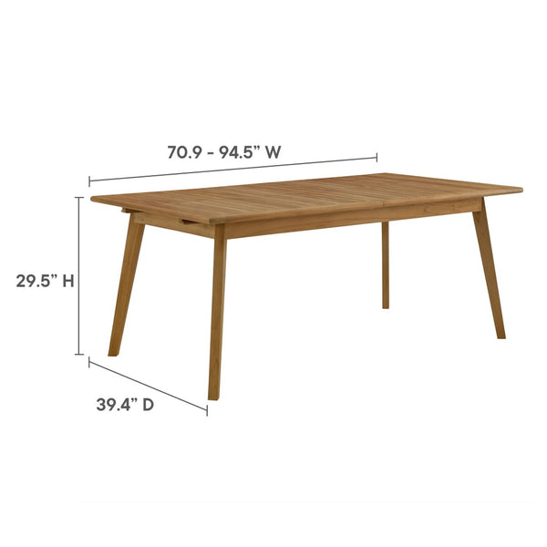 Modway Furniture Vienna Outdoor Teak Wood Extendable Dining Table - Perfect for Gatherings, Durable & Stylish EEI-6813-NAT