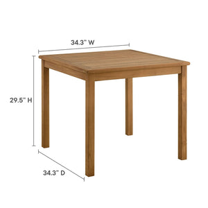 Modway Furniture Vienna 34" Square Teak Wood Outdoor Dining Table - Stylish, Weather-Resistant, Perfect for 4 People EEI-6814-NAT