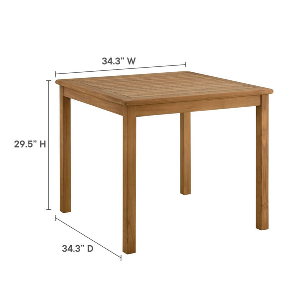 Modway Furniture Vienna 34" Square Teak Wood Outdoor Dining Table - Stylish, Weather-Resistant, Perfect for 4 People EEI-6814-NAT