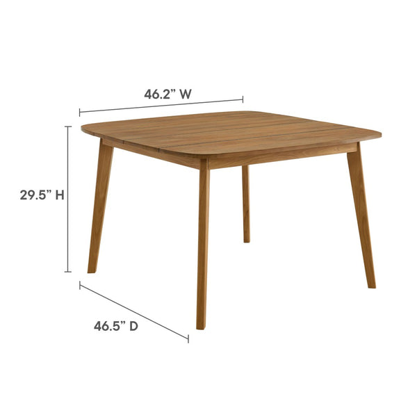 Modway Furniture Vienna 46" Square Teak Wood Outdoor Dining Table - Weather-Resistant, Stylish & Perfect for 4! EEI-6815-NAT