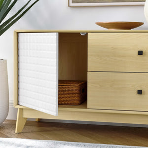 Modway Furniture Nectar 43" Geometric Wood Grain Accent Cabinet - Versatile Storage for Home & Office Spaces EEI-6817-NAT-WHI