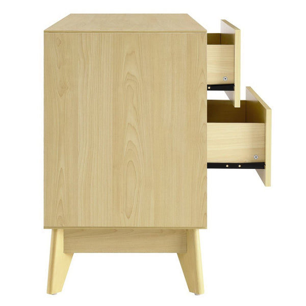 Modway Furniture Nectar 43" Geometric Wood Grain Accent Cabinet - Versatile Storage for Home & Office Spaces EEI-6817-NAT-WHI