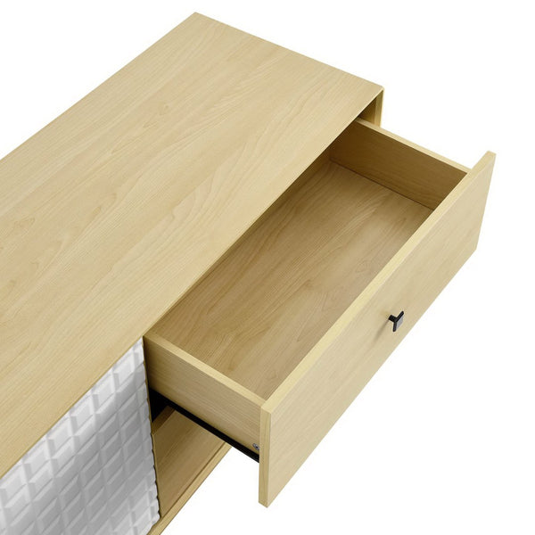 Modway Furniture Nectar 43" Geometric Wood Grain Accent Cabinet - Versatile Storage for Home & Office Spaces EEI-6817-NAT-WHI