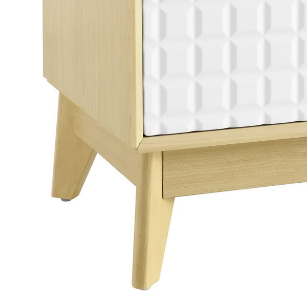 Modway Furniture Nectar 43" Geometric Wood Grain Accent Cabinet - Versatile Storage for Home & Office Spaces EEI-6817-NAT-WHI