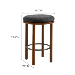 Modway Furniture Fable Boucle Fabric Counter Stools Set of 2 - Plush Comfort, Durable Design, Stylish Backless Seating Walnut Charcoal EEI-6818-WAL-CHA