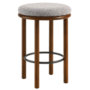 Modway Furniture Fable Boucle Fabric Counter Stools Set of 2 - Plush Comfort, Durable Design, Stylish Backless Seating Walnut Taupe EEI-6818-WAL-TAU