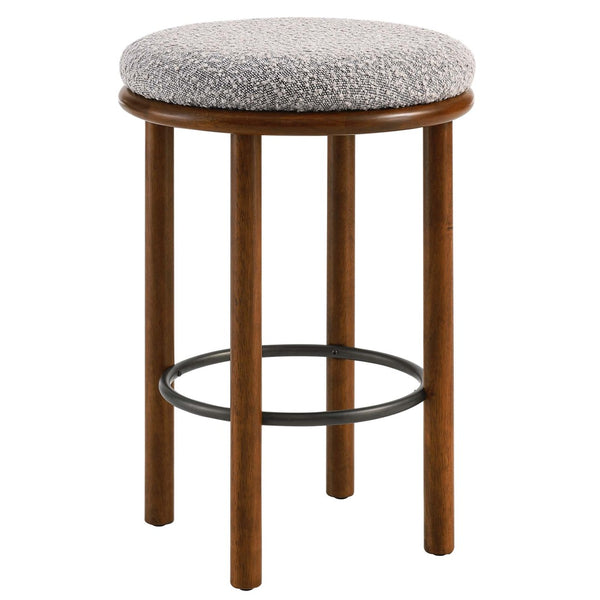 Modway Furniture Fable Boucle Fabric Counter Stools Set of 2 - Plush Comfort, Durable Design, Stylish Backless Seating Walnut Taupe EEI-6818-WAL-TAU