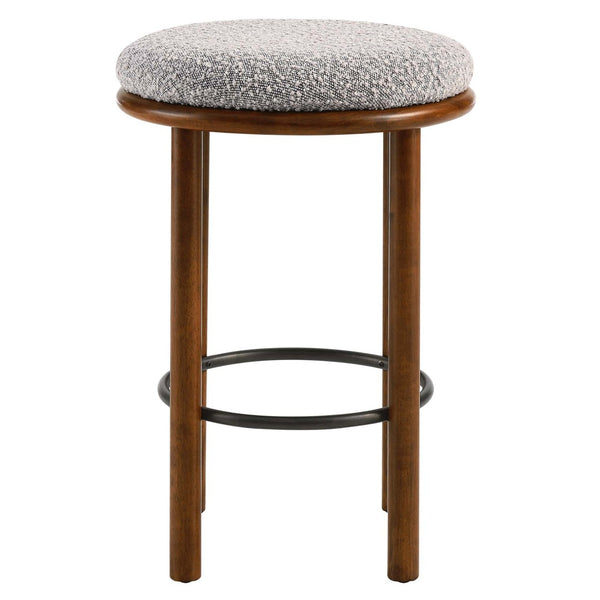 Modway Furniture Fable Boucle Fabric Counter Stools Set of 2 - Plush Comfort, Durable Design, Stylish Backless Seating Walnut Taupe EEI-6818-WAL-TAU
