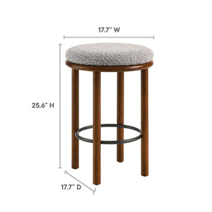 Modway Furniture Fable Boucle Fabric Counter Stools Set of 2 - Plush Comfort, Durable Design, Stylish Backless Seating Walnut Taupe EEI-6818-WAL-TAU