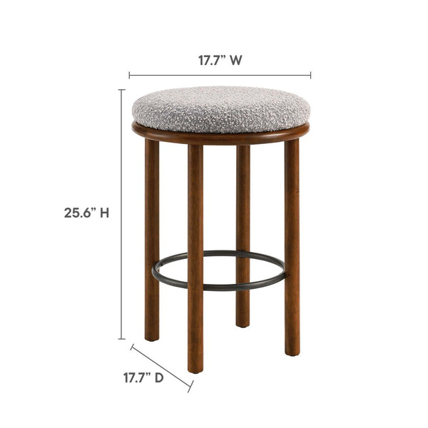 Modway Furniture Fable Boucle Fabric Counter Stools Set of 2 - Plush Comfort, Durable Design, Stylish Backless Seating Walnut Taupe EEI-6818-WAL-TAU