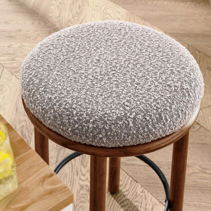 Modway Furniture Fable Boucle Fabric Counter Stools Set of 2 - Plush Comfort, Durable Design, Stylish Backless Seating Walnut Taupe EEI-6818-WAL-TAU