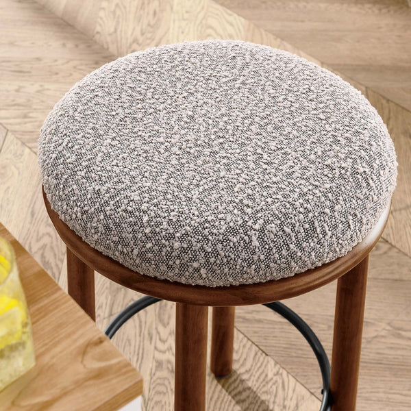 Modway Furniture Fable Boucle Fabric Counter Stools Set of 2 - Plush Comfort, Durable Design, Stylish Backless Seating Walnut Taupe EEI-6818-WAL-TAU