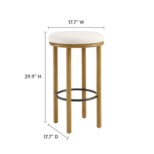 Modway Furniture Fable Boucle Fabric Bar Stools Set of 2 – Modern Comfort with Durable Design for Any Space Oak Ivory EEI-6819-OAK-IVO