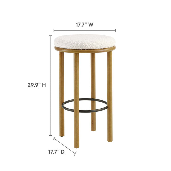 Modway Furniture Fable Boucle Fabric Bar Stools Set of 2 – Modern Comfort with Durable Design for Any Space Oak Ivory EEI-6819-OAK-IVO