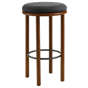 Modway Furniture Fable Boucle Fabric Bar Stools Set of 2 – Modern Comfort with Durable Design for Any Space Walnut Charcoal EEI-6819-WAL-CHA